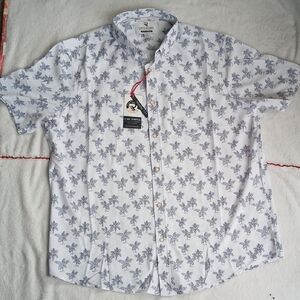 Stylish White and Blue Patterned Casual Shirt